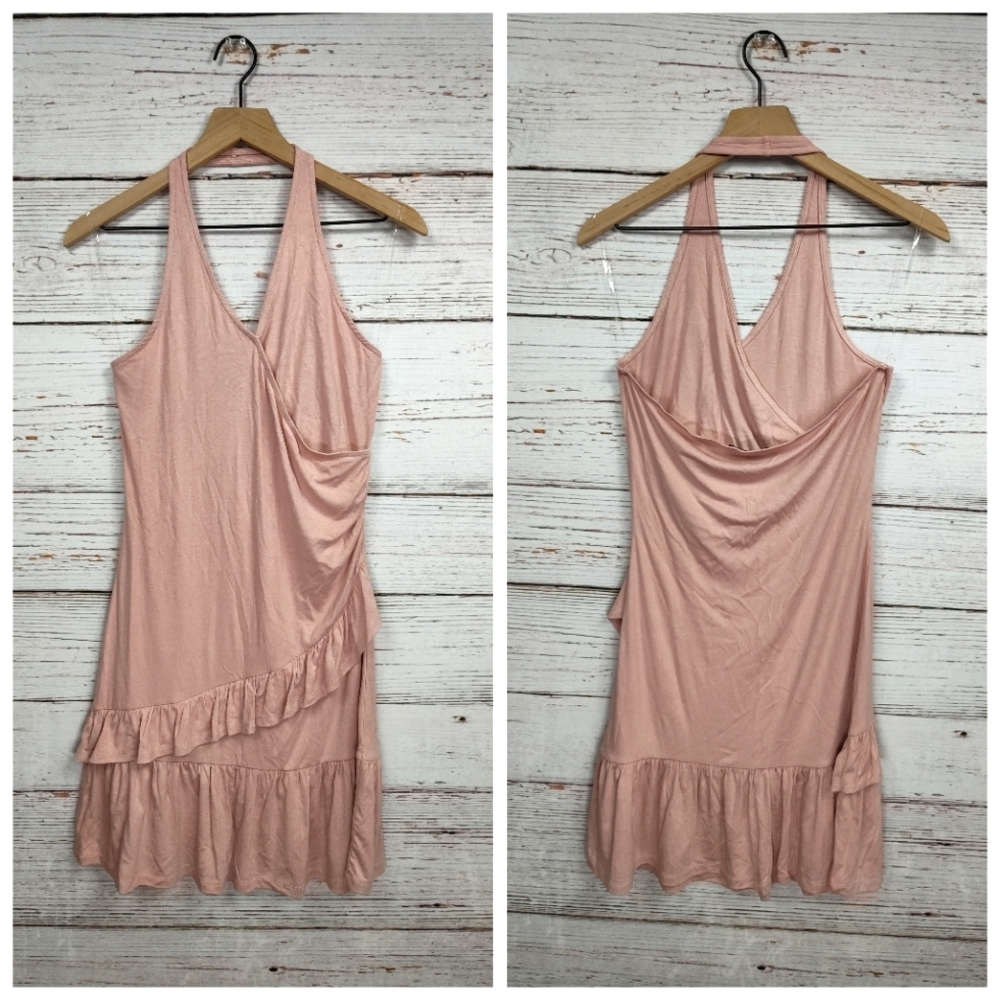 Doe & Rae Ruffle Hem Halter Dress - Picture 1 of 8